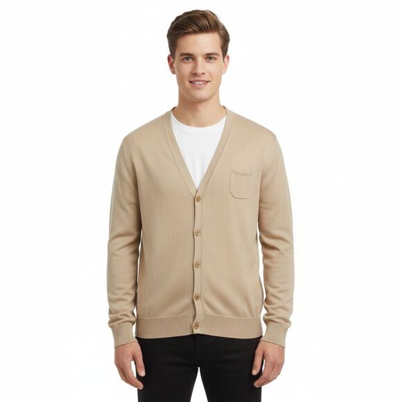 Maglierie di Perugia Cotton Silk Blend Mens Grey Cardigan-XL